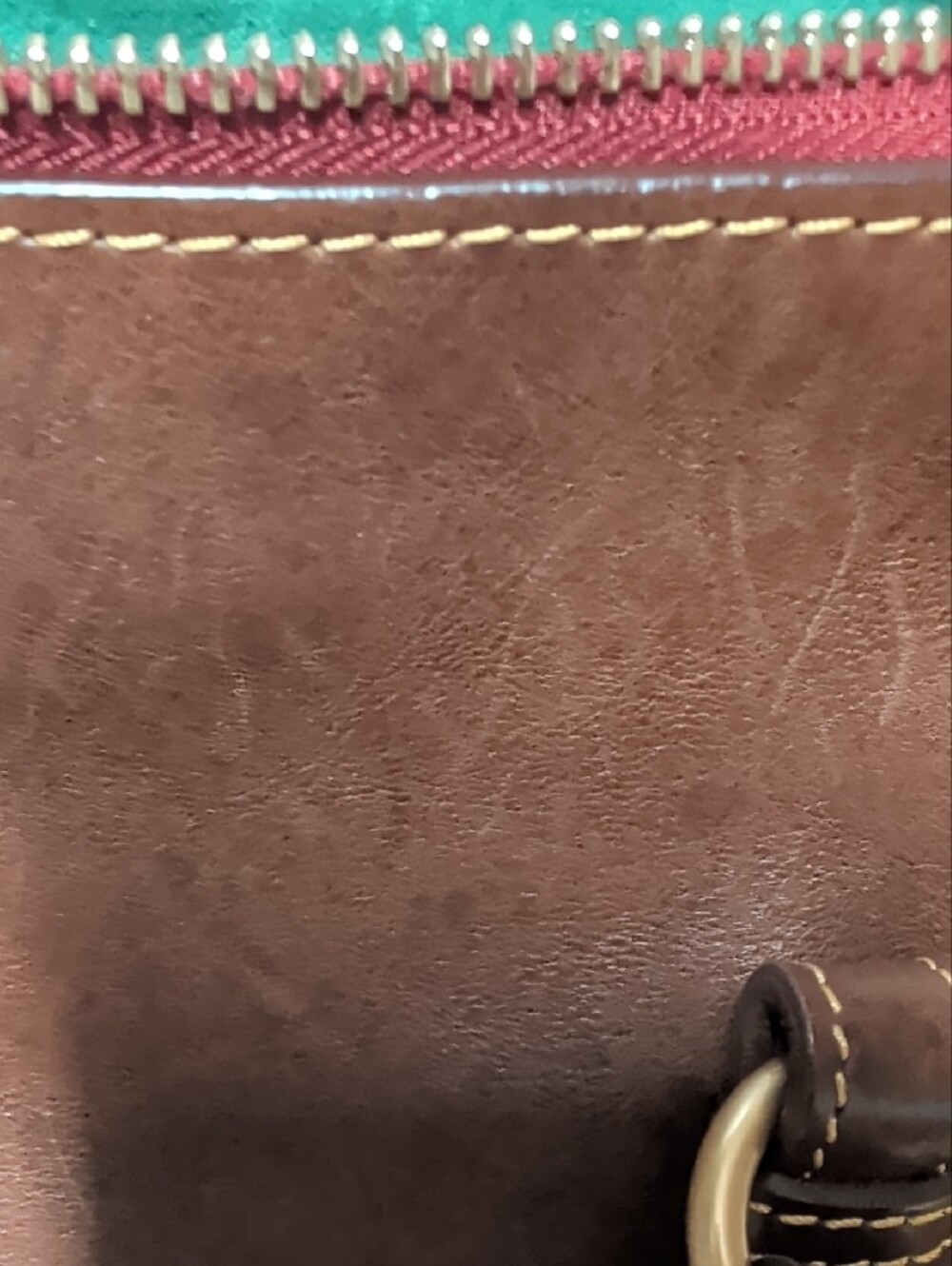 Dooney & Bourke Brown Leather Shoulder Bag with Green Interior - Picture 5 of 15